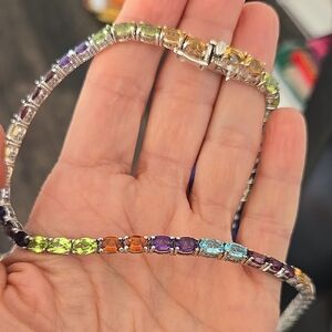 Multicolor Gemstone Necklace With Gift Pouch